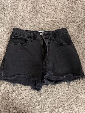 High-Rise Abercrombie Black Denim Mom Shorts-Curve Love